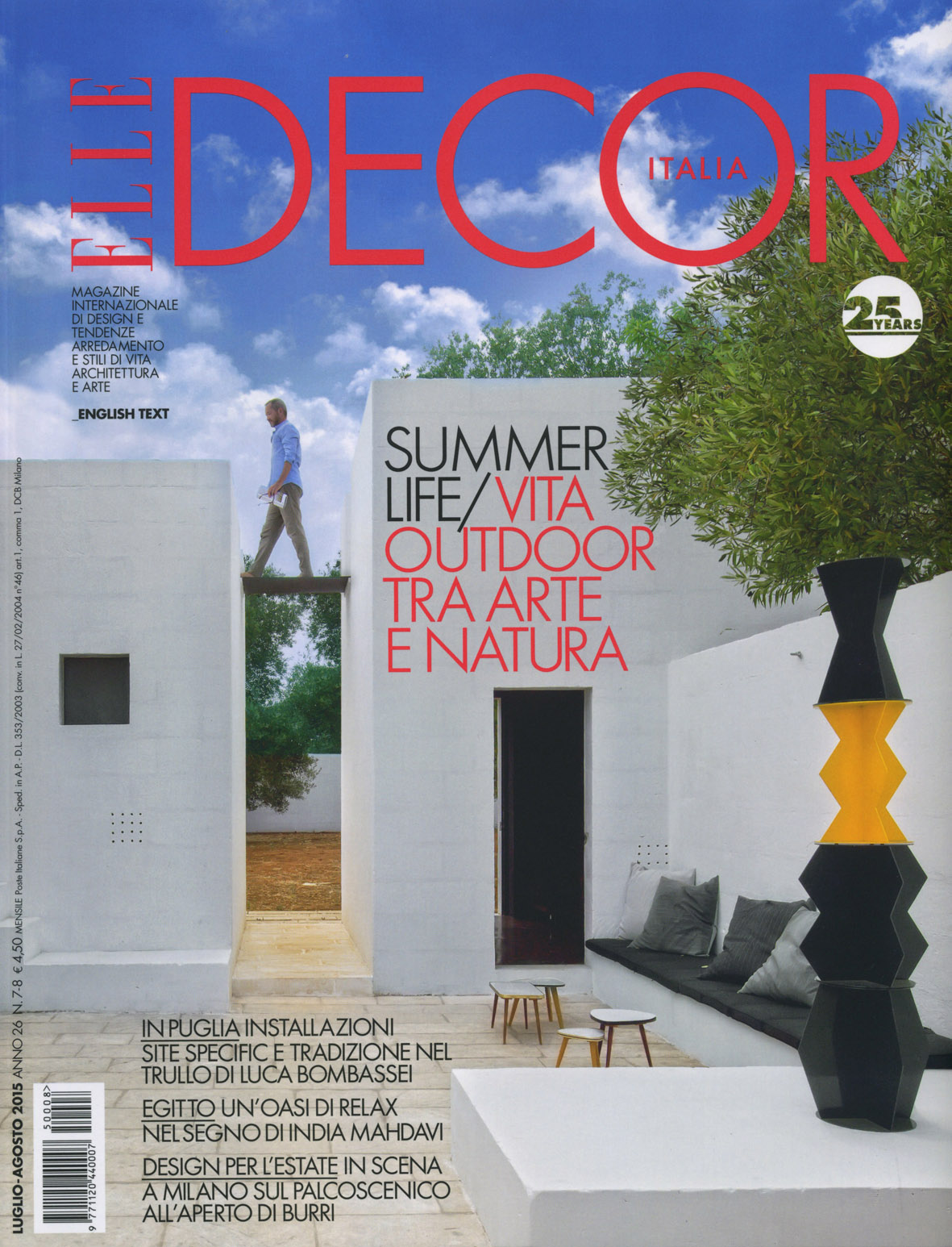 Copertina Elle Decor Luglio/Agosto 2015